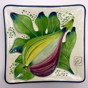 J McCall Ceramic Fig 5” Square Plate